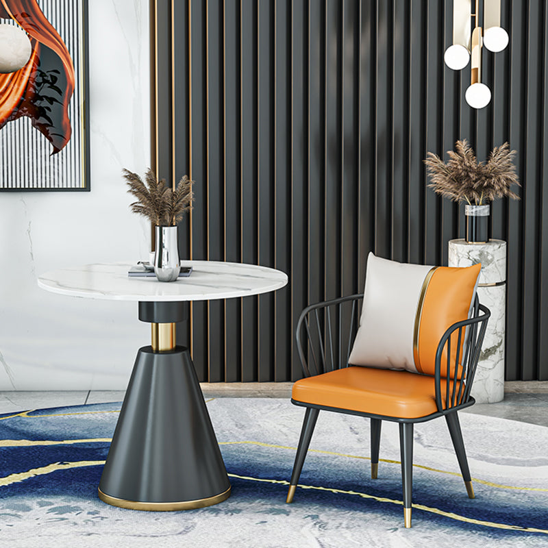 Metal Modern Round Indoor Table Sintered Stone Table for Kitchen 35.4"L x 35.4"W x 29.5"H Without Chairs Clearhalo 'Dining Tables & Seating' 'Dining Tables' 'dining_table' 'furn' 'furn_dining_table' 'Furniture' 'Kitchen & Dining Furniture' 5246533