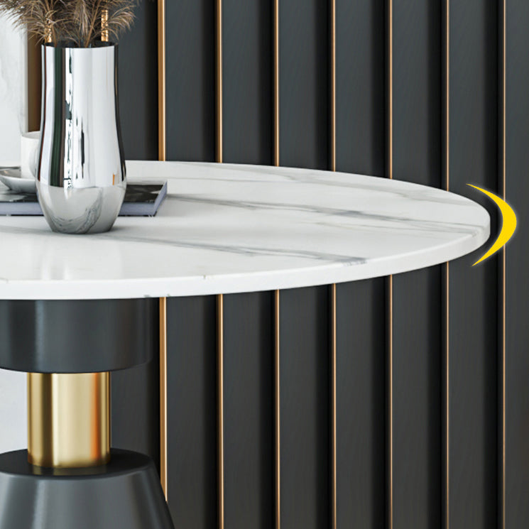 Metal Modern Round Indoor Table Sintered Stone Table for Kitchen Clearhalo 'Dining Tables & Seating' 'Dining Tables' 'dining_table' 'furn' 'furn_dining_table' 'Furniture' 'Kitchen & Dining Furniture' 5246536