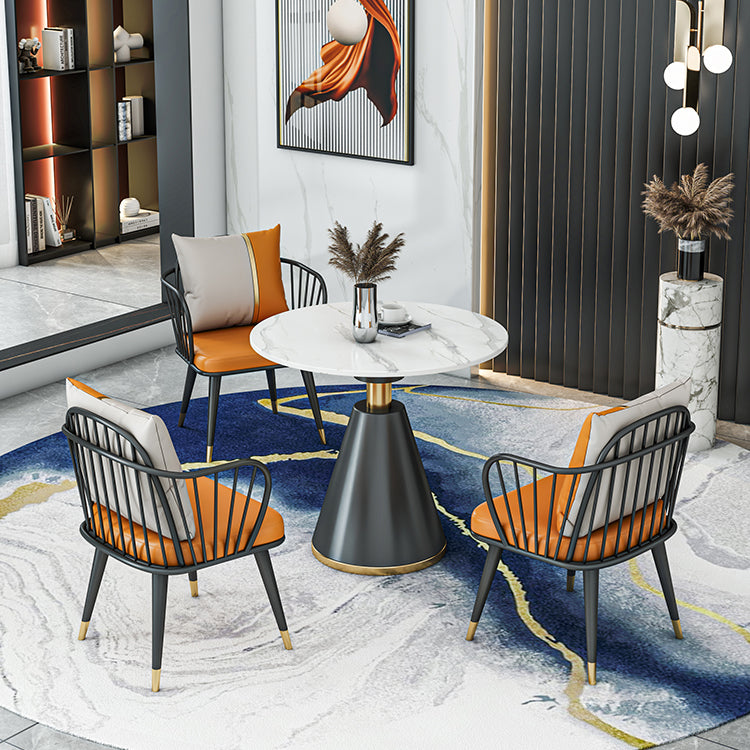 Metal Modern Round Indoor Table Sintered Stone Table for Kitchen Clearhalo 'Dining Tables & Seating' 'Dining Tables' 'dining_table' 'furn' 'furn_dining_table' 'Furniture' 'Kitchen & Dining Furniture' 5246540