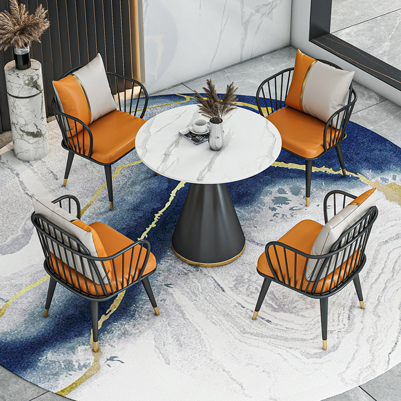Metal Modern Round Indoor Table Sintered Stone Table for Kitchen Clearhalo 'Dining Tables & Seating' 'Dining Tables' 'dining_table' 'furn' 'furn_dining_table' 'Furniture' 'Kitchen & Dining Furniture' 5246542