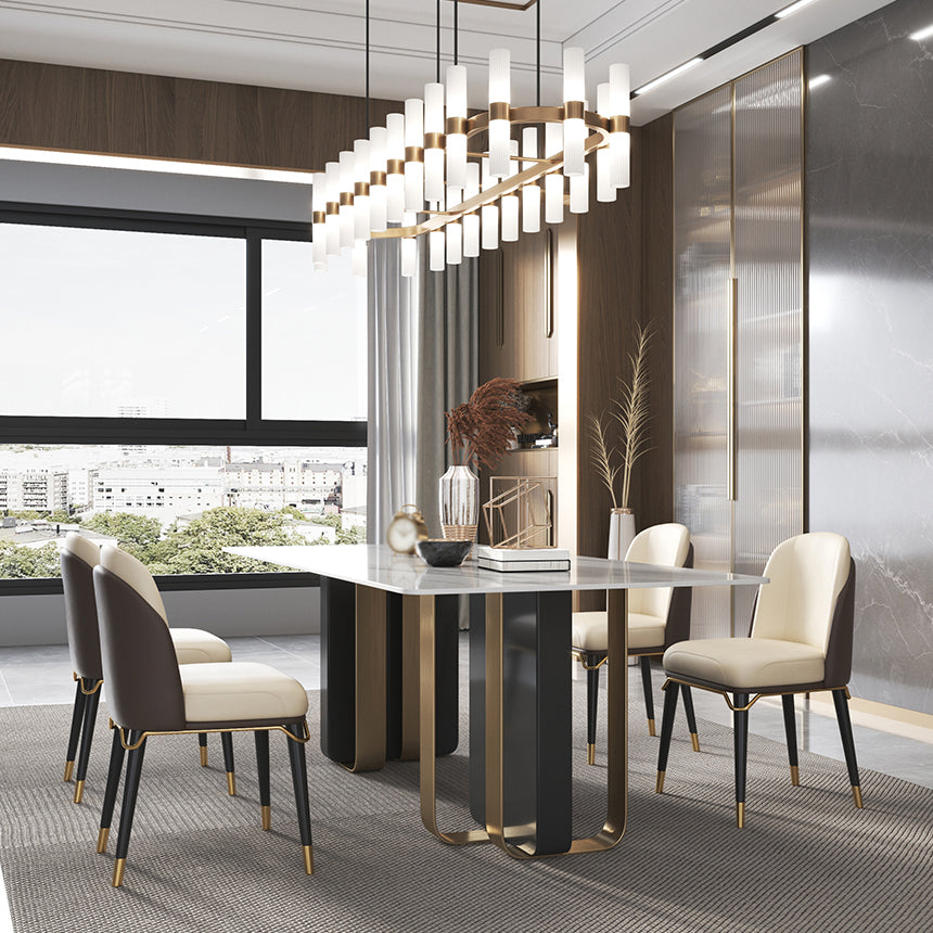 Traditional Luxury Furniture Stainless Steel Double Pedestal Base Dinner Table