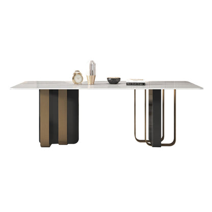 Traditional Luxury Furniture Stainless Steel Double Pedestal Base Dinner Table