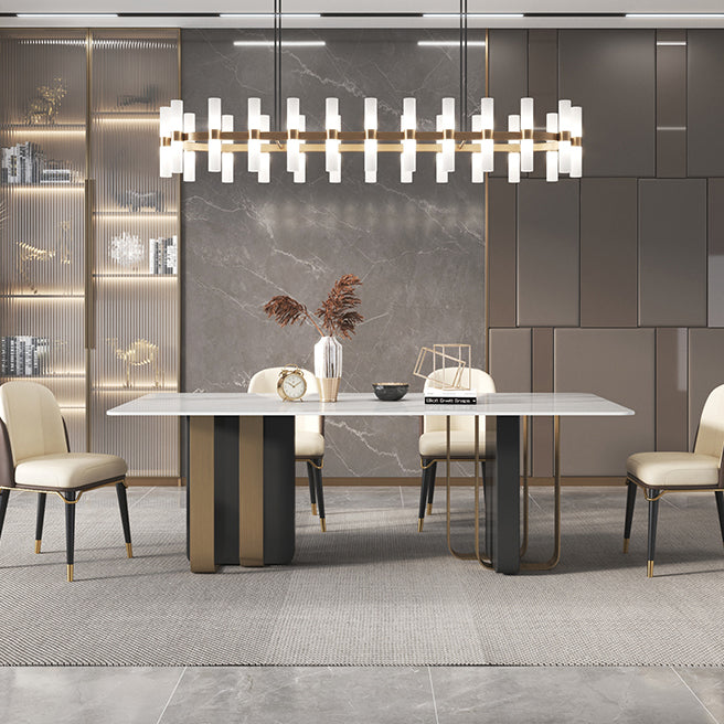 Traditional Luxury Furniture Stainless Steel Double Pedestal Base Dinner Table