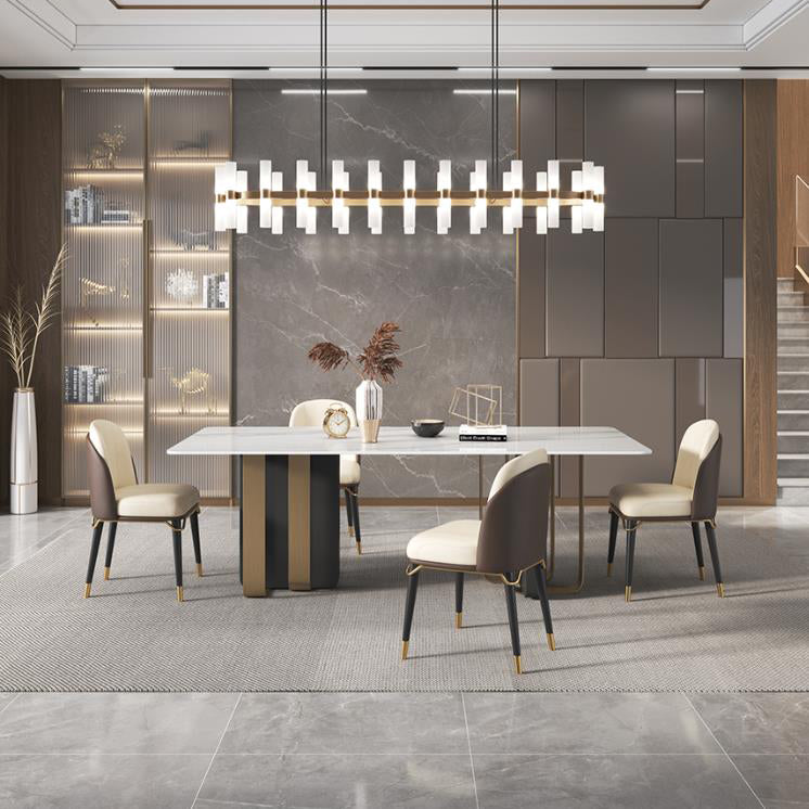 Traditional Luxury Furniture Stainless Steel Double Pedestal Base Dinner Table