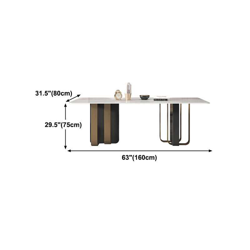 Traditional Luxury Furniture Stainless Steel Double Pedestal Base Dinner Table