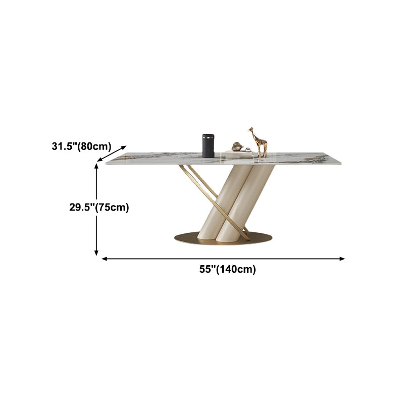 Rectangle Dining Site Table Traditional Luxury Table with Stainless Steel Base
