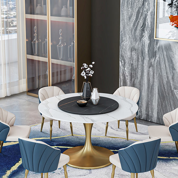 Round Sintered Stone Dining Table Traditional Luxury Tulip Dining Table