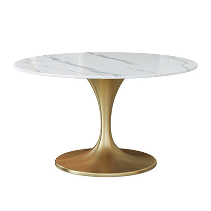 Round Sintered Stone Dining Table Traditional Luxury Tulip Dining Table