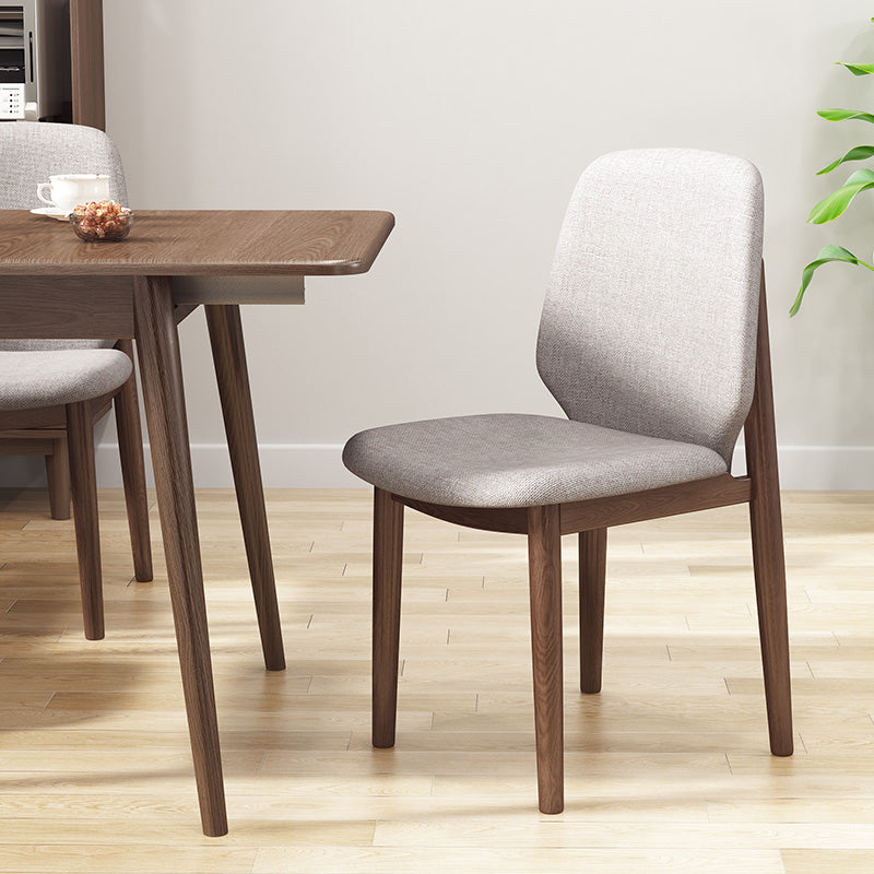 Scandinavian Style Linen Dining Chairs Solid Back Chair for Home Walnut 1 Piece Clearhalo 'Dining Chairs' 'Dining Tables & Seating' 'dining_chair' 'furn' 'furn_dining_chair' 'Furniture' 'Kitchen & Dining Furniture' 5246720
