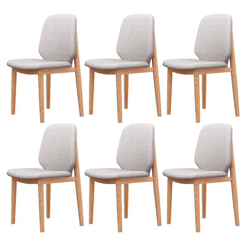 Scandinavian Style Linen Dining Chairs Solid Back Chair for Home Wood 6 Piece Set Clearhalo 'Dining Chairs' 'Dining Tables & Seating' 'dining_chair' 'furn' 'furn_dining_chair' 'Furniture' 'Kitchen & Dining Furniture' 5246727