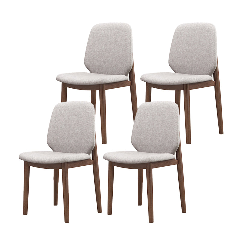 Scandinavian Style Linen Dining Chairs Solid Back Chair for Home Walnut 4 Piece Set Clearhalo 'Dining Chairs' 'Dining Tables & Seating' 'dining_chair' 'furn' 'furn_dining_chair' 'Furniture' 'Kitchen & Dining Furniture' 5246732