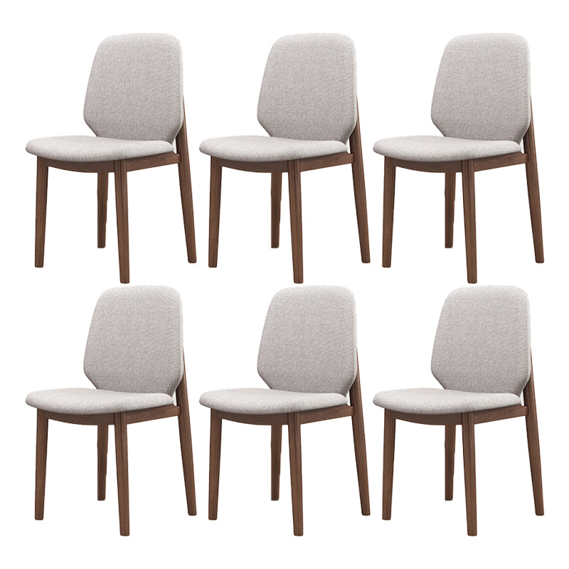 Scandinavian Style Linen Dining Chairs Solid Back Chair for Home Walnut 6 Piece Set Clearhalo 'Dining Chairs' 'Dining Tables & Seating' 'dining_chair' 'furn' 'furn_dining_chair' 'Furniture' 'Kitchen & Dining Furniture' 5246734