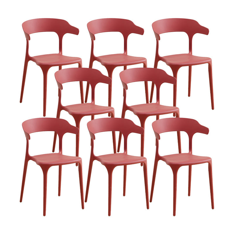 Scandinavian Coffee Shop Stacking Arm Chair Matte Finish Plastic Dining Chair