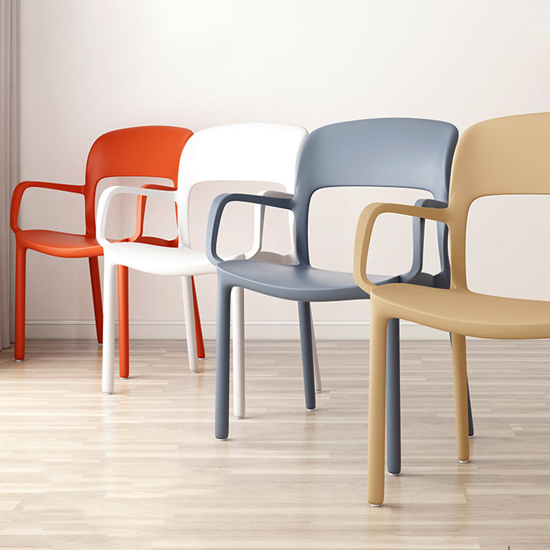 Scandinavian Study Room Open Arm Chair Matte Finish Plastic Dining Chair