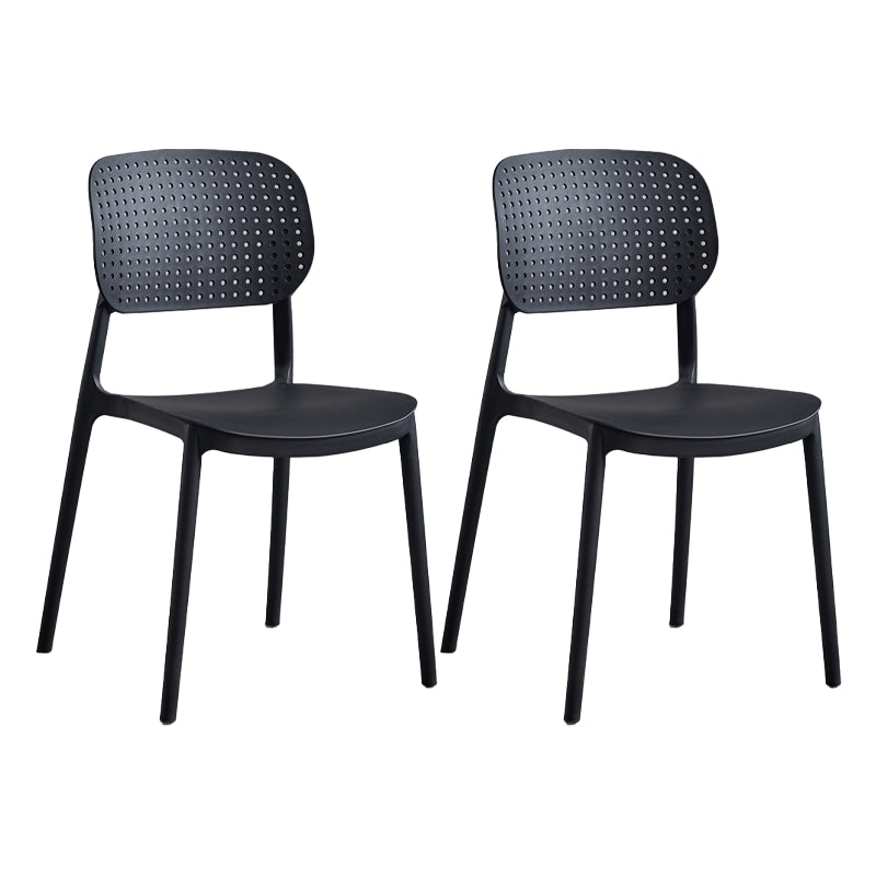 Scandinavian Conference Room Stacking Side Chair Matte Finish Plastic Dining Chair Black 2 Piece Set Clearhalo 'Dining Chairs' 'Dining Tables & Seating' 'dining_chair' 'furn' 'furn_dining_chair' 'Furniture' 'Kitchen & Dining Furniture' 5246854