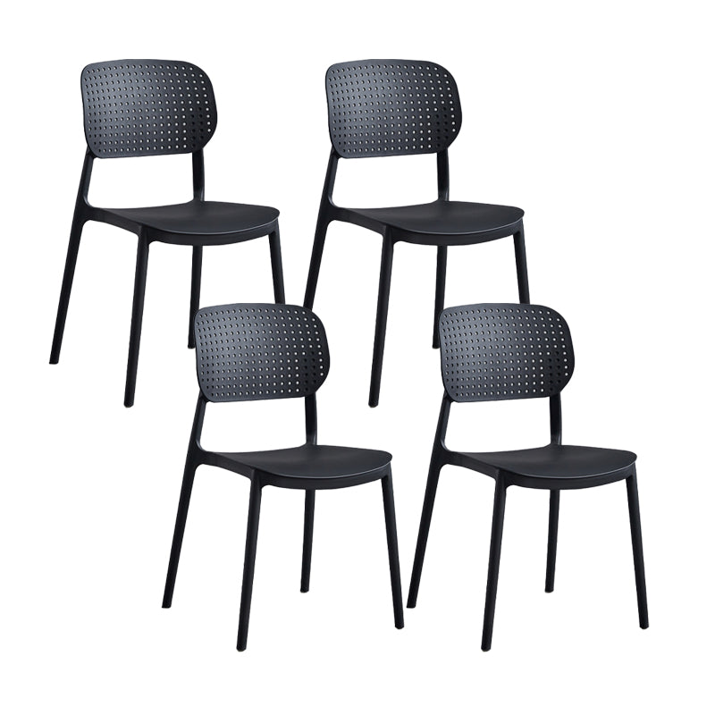 Scandinavian Conference Room Stacking Side Chair Matte Finish Plastic Dining Chair Black 4 Piece Set Clearhalo 'Dining Chairs' 'Dining Tables & Seating' 'dining_chair' 'furn' 'furn_dining_chair' 'Furniture' 'Kitchen & Dining Furniture' 5246856