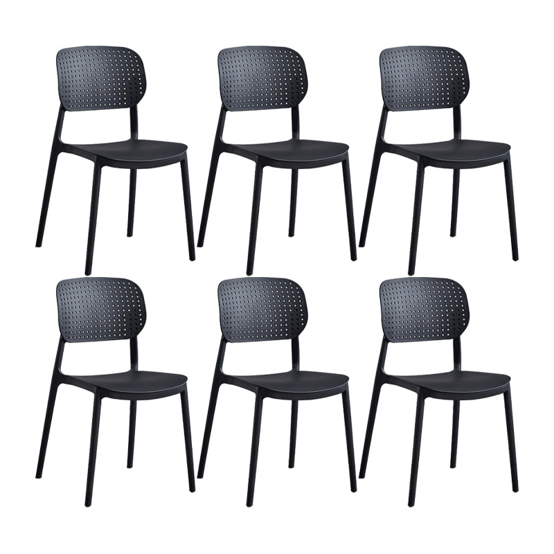 Scandinavian Conference Room Stacking Side Chair Matte Finish Plastic Dining Chair Black 6 Piece Set Clearhalo 'Dining Chairs' 'Dining Tables & Seating' 'dining_chair' 'furn' 'furn_dining_chair' 'Furniture' 'Kitchen & Dining Furniture' 5246857
