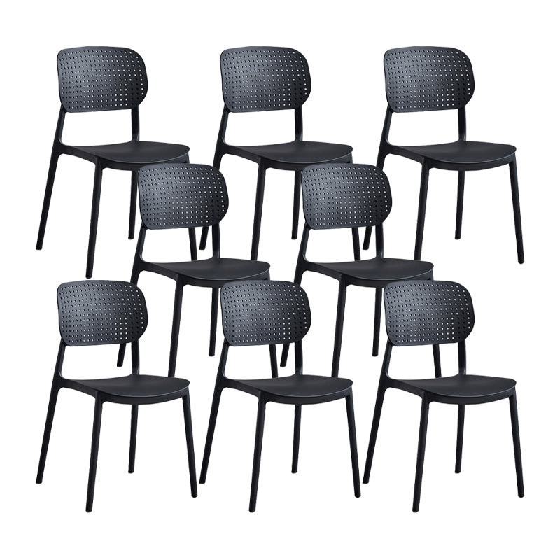 Scandinavian Conference Room Stacking Side Chair Matte Finish Plastic Dining Chair Black 8 Piece Set Clearhalo 'Dining Chairs' 'Dining Tables & Seating' 'dining_chair' 'furn' 'furn_dining_chair' 'Furniture' 'Kitchen & Dining Furniture' 5246860