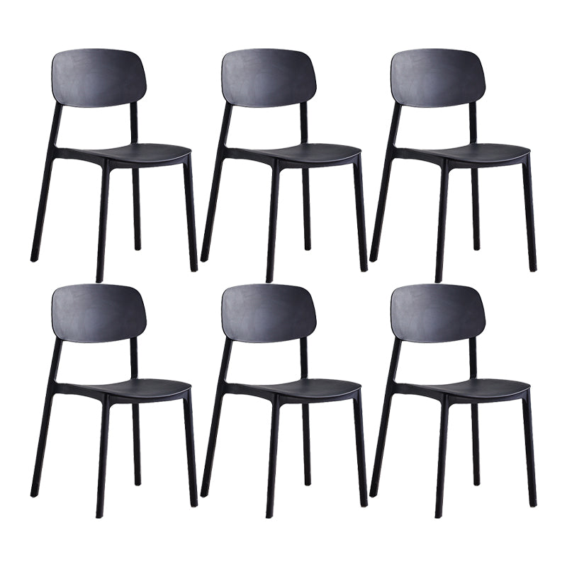 Scandinavian Conference Room Stacking Side Chair Matte Finish Plastic Dining Chair Matte Black 6 Piece Set Clearhalo 'Dining Chairs' 'Dining Tables & Seating' 'dining_chair' 'furn' 'furn_dining_chair' 'Furniture' 'Kitchen & Dining Furniture' 5246865