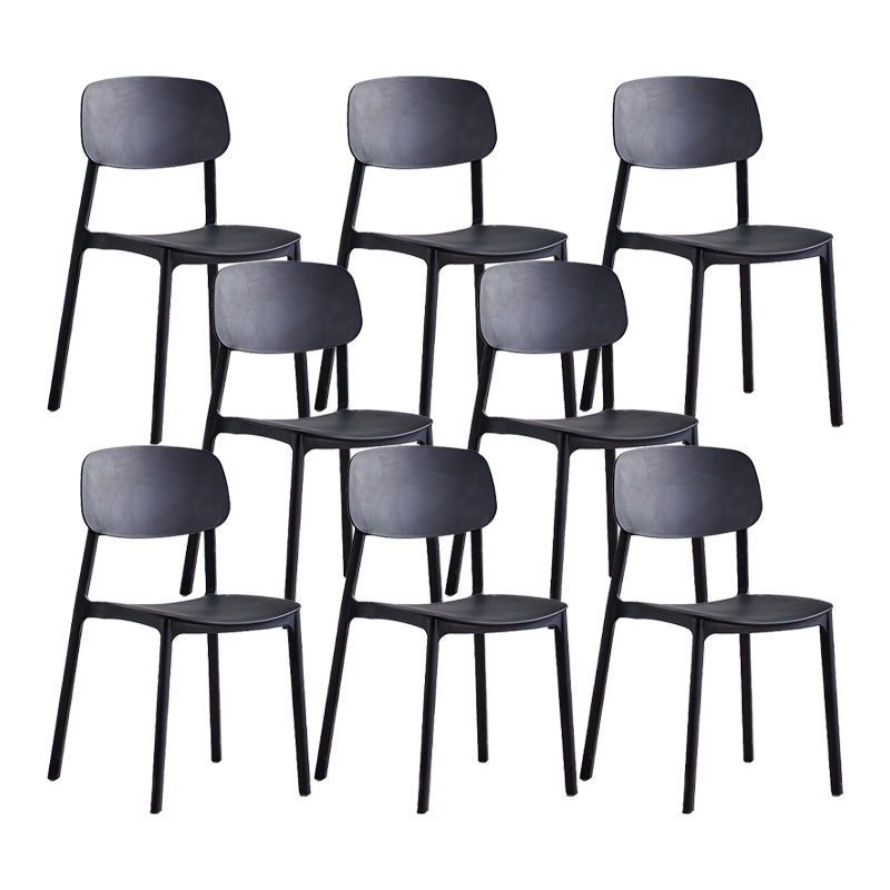 Scandinavian Conference Room Stacking Side Chair Matte Finish Plastic Dining Chair Matte Black 8 Piece Set Clearhalo 'Dining Chairs' 'Dining Tables & Seating' 'dining_chair' 'furn' 'furn_dining_chair' 'Furniture' 'Kitchen & Dining Furniture' 5246868