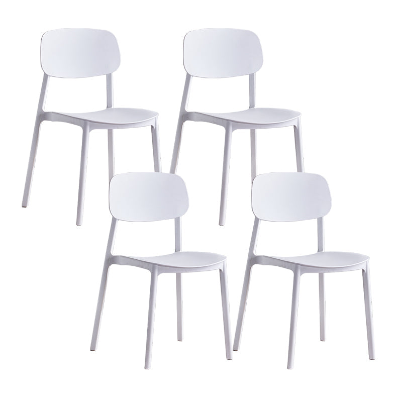 Scandinavian Conference Room Stacking Side Chair Matte Finish Plastic Dining Chair White 4 Piece Set Clearhalo 'Dining Chairs' 'Dining Tables & Seating' 'dining_chair' 'furn' 'furn_dining_chair' 'Furniture' 'Kitchen & Dining Furniture' 5246880
