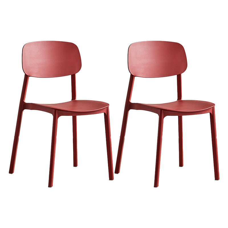 Scandinavian Conference Room Stacking Side Chair Matte Finish Plastic Dining Chair Red 2 Piece Set Clearhalo 'Dining Chairs' 'Dining Tables & Seating' 'dining_chair' 'furn' 'furn_dining_chair' 'Furniture' 'Kitchen & Dining Furniture' 5246884