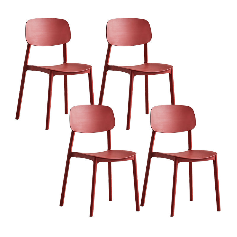 Scandinavian Conference Room Stacking Side Chair Matte Finish Plastic Dining Chair Red 4 Piece Set Clearhalo 'Dining Chairs' 'Dining Tables & Seating' 'dining_chair' 'furn' 'furn_dining_chair' 'Furniture' 'Kitchen & Dining Furniture' 5246885