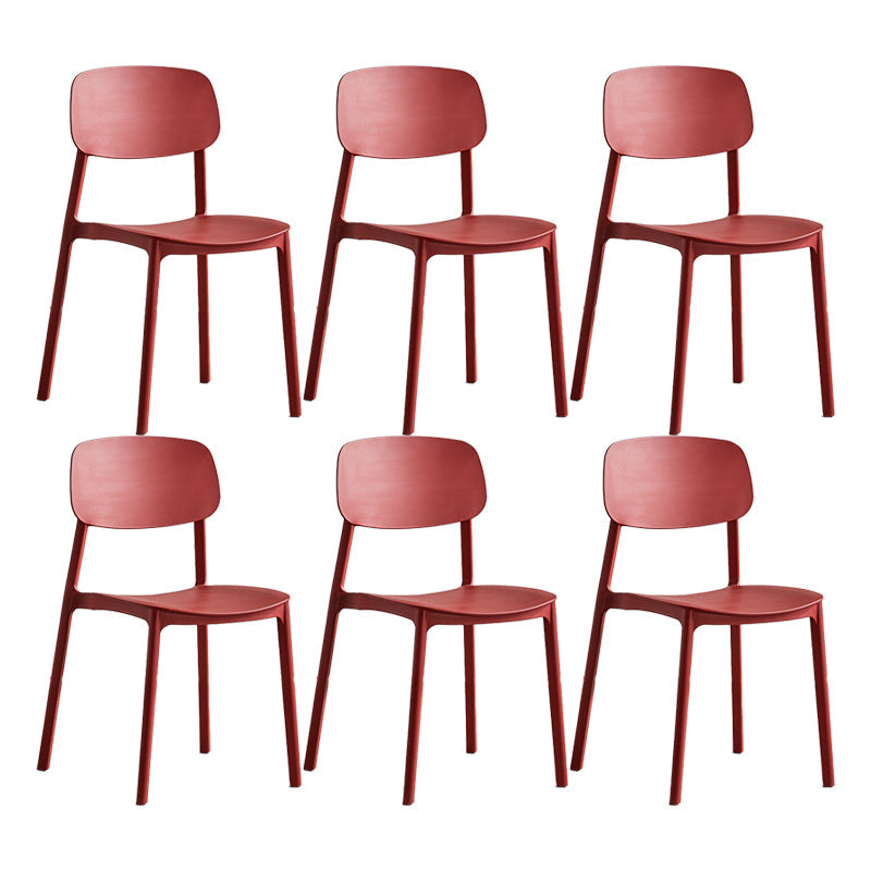 Scandinavian Conference Room Stacking Side Chair Matte Finish Plastic Dining Chair Red 6 Piece Set Clearhalo 'Dining Chairs' 'Dining Tables & Seating' 'dining_chair' 'furn' 'furn_dining_chair' 'Furniture' 'Kitchen & Dining Furniture' 5246886