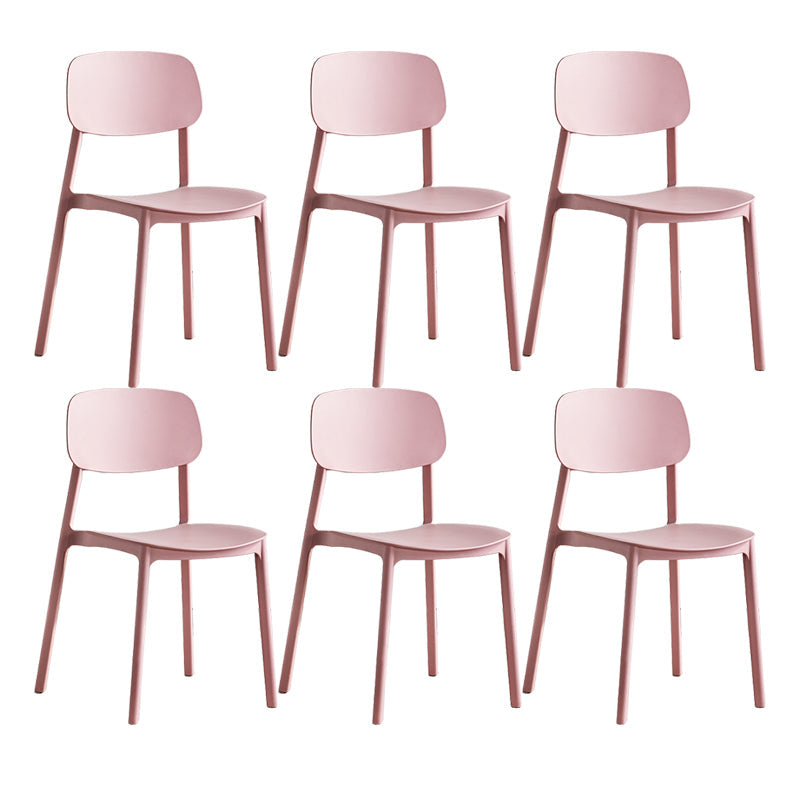 Scandinavian Conference Room Stacking Side Chair Matte Finish Plastic Dining Chair Pink 6 Piece Set Clearhalo 'Dining Chairs' 'Dining Tables & Seating' 'dining_chair' 'furn' 'furn_dining_chair' 'Furniture' 'Kitchen & Dining Furniture' 5246890