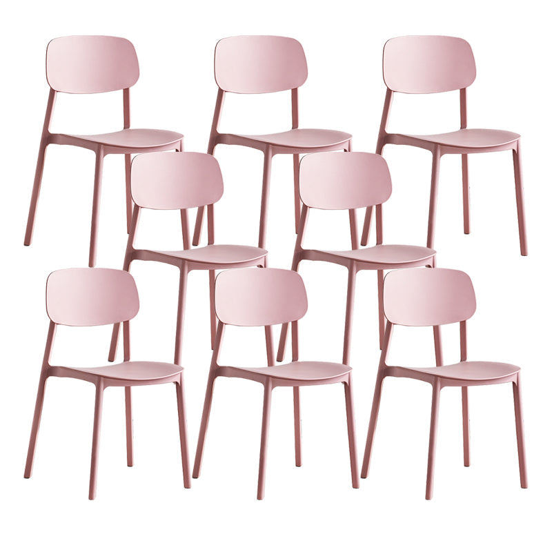 Scandinavian Conference Room Stacking Side Chair Matte Finish Plastic Dining Chair Pink 8 Piece Set Clearhalo 'Dining Chairs' 'Dining Tables & Seating' 'dining_chair' 'furn' 'furn_dining_chair' 'Furniture' 'Kitchen & Dining Furniture' 5246891