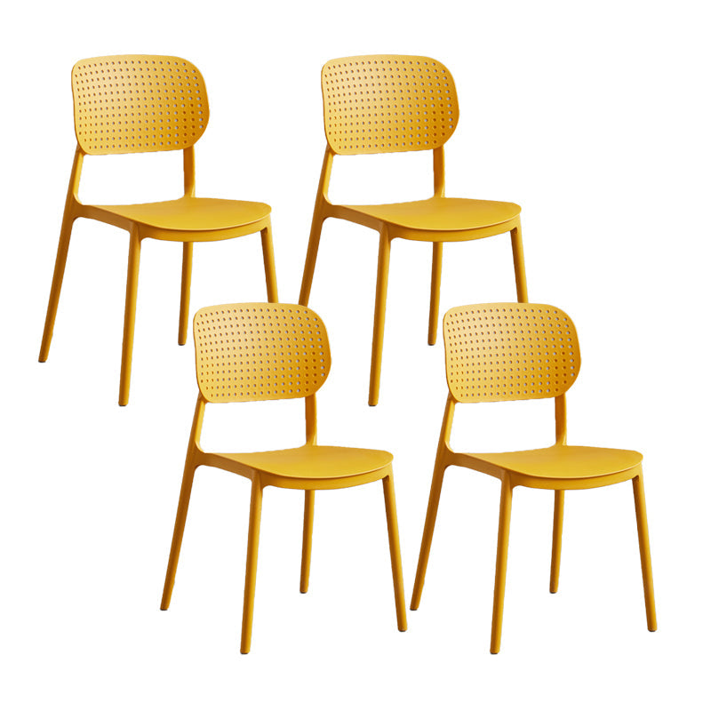 Scandinavian Conference Room Stacking Side Chair Matte Finish Plastic Dining Chair Orange 4 Piece Set Clearhalo 'Dining Chairs' 'Dining Tables & Seating' 'dining_chair' 'furn' 'furn_dining_chair' 'Furniture' 'Kitchen & Dining Furniture' 5246893