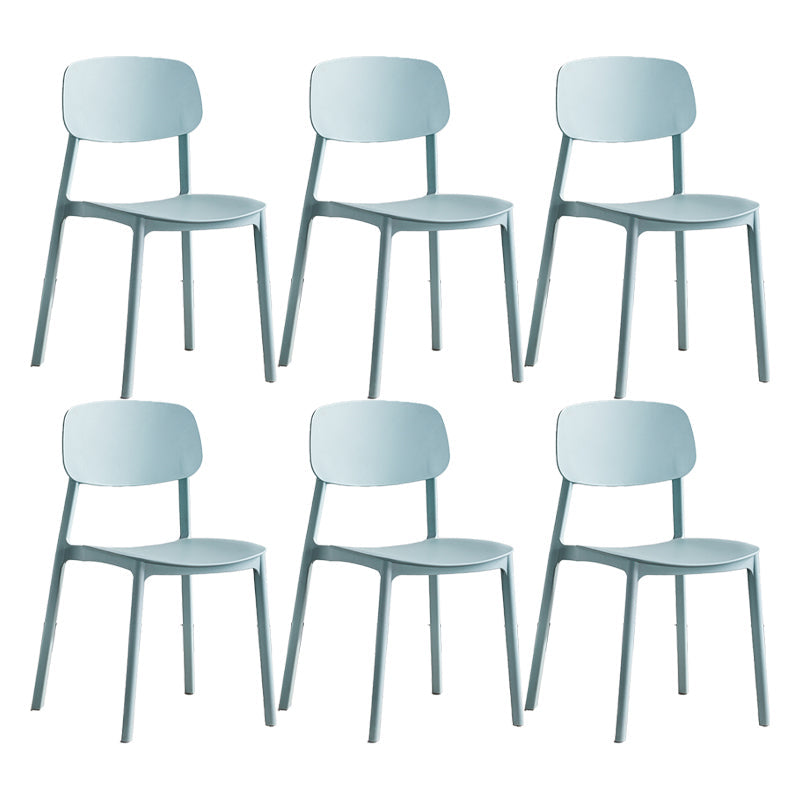 Scandinavian Conference Room Stacking Side Chair Matte Finish Plastic Dining Chair Blue 6 Piece Set Clearhalo 'Dining Chairs' 'Dining Tables & Seating' 'dining_chair' 'furn' 'furn_dining_chair' 'Furniture' 'Kitchen & Dining Furniture' 5246898