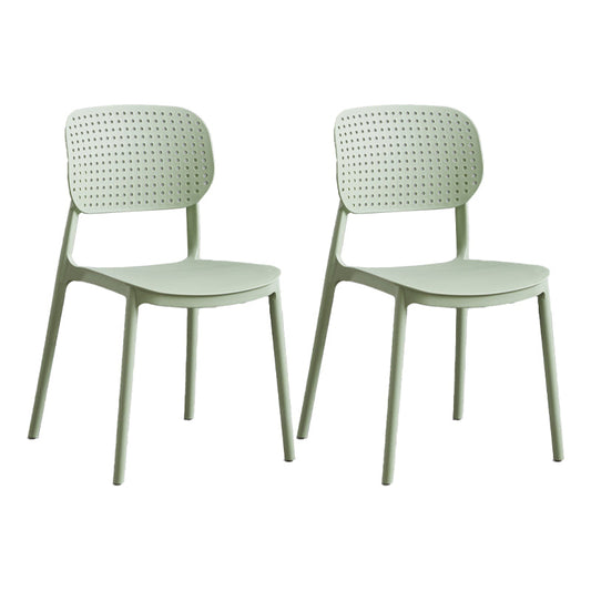 Scandinavian Conference Room Stacking Side Chair Matte Finish Plastic Dining Chair Green 2 Piece Set