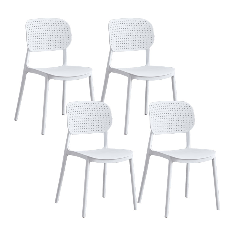 Scandinavian Conference Room Stacking Side Chair Matte Finish Plastic Dining Chair Textured White 4 Piece Set Clearhalo 'Dining Chairs' 'Dining Tables & Seating' 'dining_chair' 'furn' 'furn_dining_chair' 'Furniture' 'Kitchen & Dining Furniture' 5246909