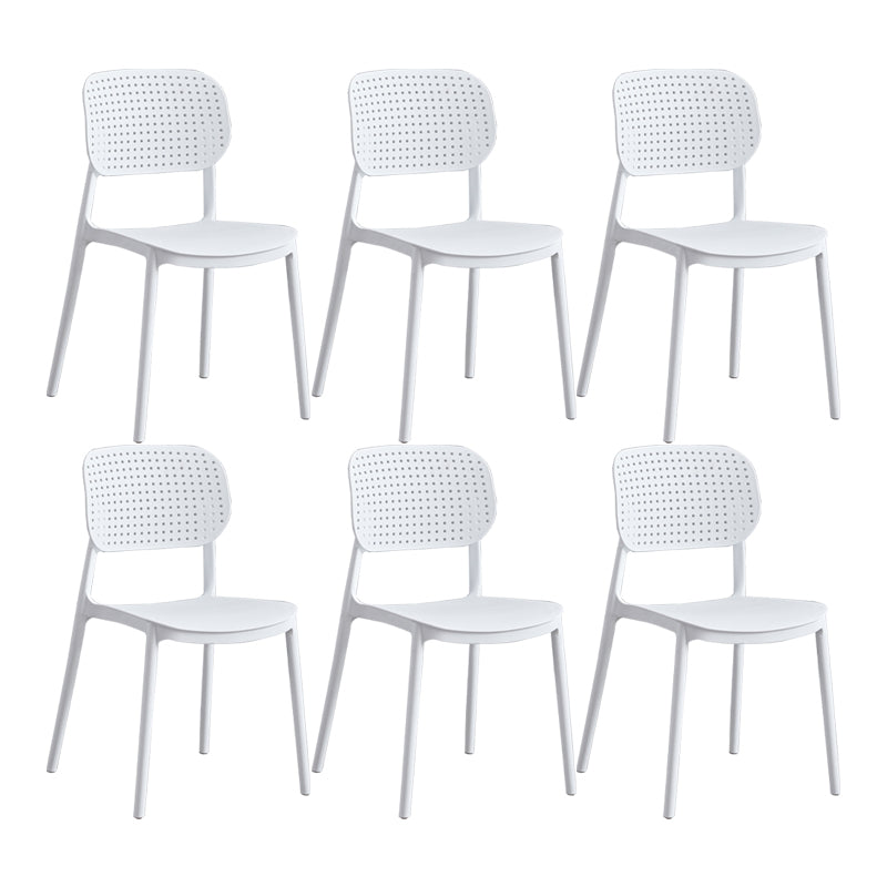 Scandinavian Conference Room Stacking Side Chair Matte Finish Plastic Dining Chair Textured White 6 Piece Set Clearhalo 'Dining Chairs' 'Dining Tables & Seating' 'dining_chair' 'furn' 'furn_dining_chair' 'Furniture' 'Kitchen & Dining Furniture' 5246910