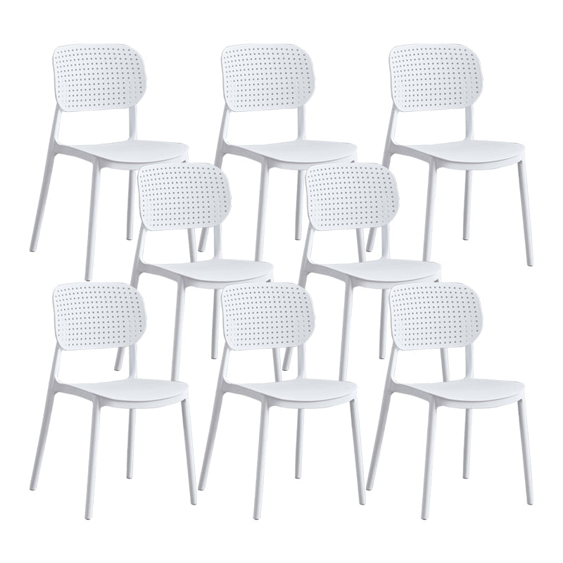 Scandinavian Conference Room Stacking Side Chair Matte Finish Plastic Dining Chair Textured White 8 Piece Set Clearhalo 'Dining Chairs' 'Dining Tables & Seating' 'dining_chair' 'furn' 'furn_dining_chair' 'Furniture' 'Kitchen & Dining Furniture' 5246911