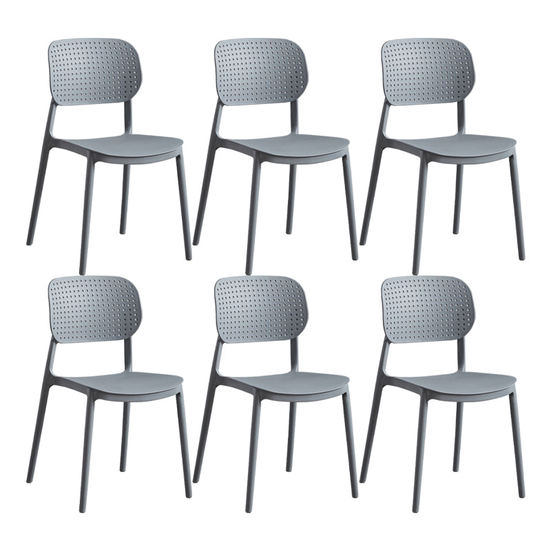 Scandinavian Conference Room Stacking Side Chair Matte Finish Plastic Dining Chair Silver Gray 6 Piece Set Clearhalo 'Dining Chairs' 'Dining Tables & Seating' 'dining_chair' 'furn' 'furn_dining_chair' 'Furniture' 'Kitchen & Dining Furniture' 5246930