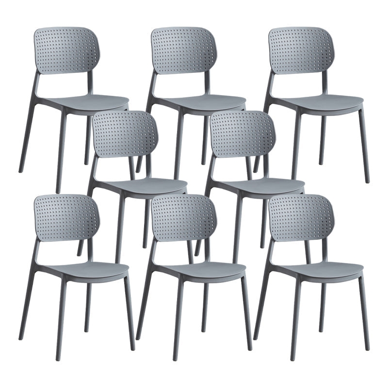 Scandinavian Conference Room Stacking Side Chair Matte Finish Plastic Dining Chair Silver Gray 8 Piece Set Clearhalo 'Dining Chairs' 'Dining Tables & Seating' 'dining_chair' 'furn' 'furn_dining_chair' 'Furniture' 'Kitchen & Dining Furniture' 5246931