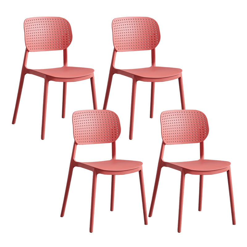 Scandinavian Conference Room Stacking Side Chair Matte Finish Plastic Dining Chair Watermelon Red 4 Piece Set Clearhalo 'Dining Chairs' 'Dining Tables & Seating' 'dining_chair' 'furn' 'furn_dining_chair' 'Furniture' 'Kitchen & Dining Furniture' 5246933
