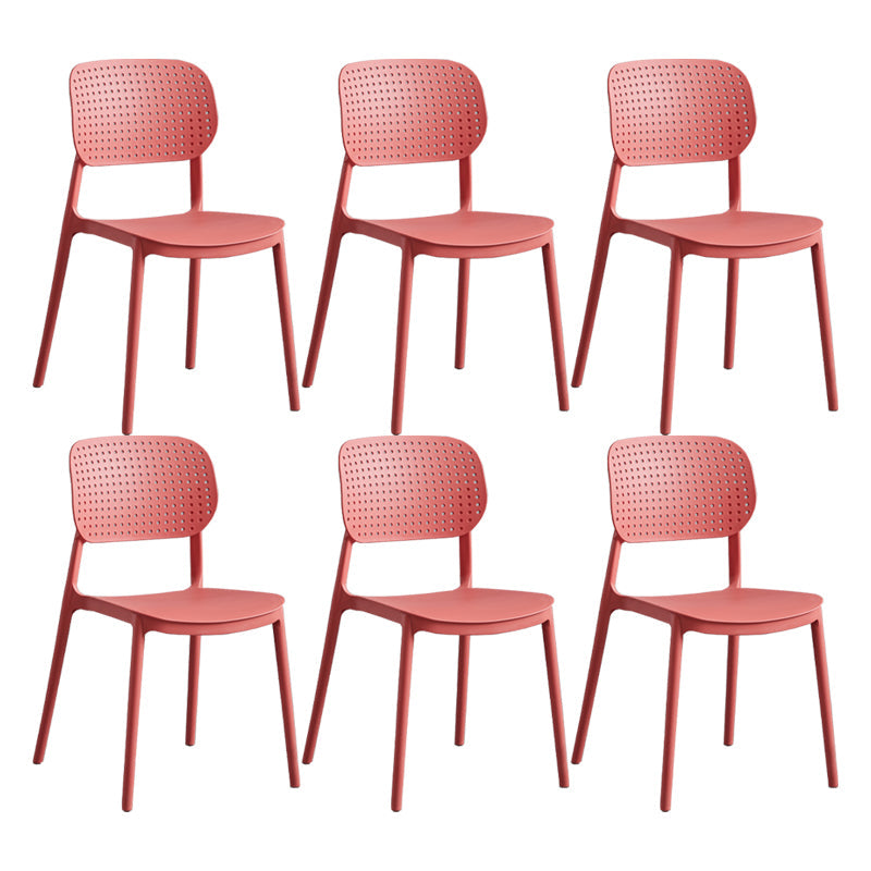 Scandinavian Conference Room Stacking Side Chair Matte Finish Plastic Dining Chair Watermelon Red 6 Piece Set Clearhalo 'Dining Chairs' 'Dining Tables & Seating' 'dining_chair' 'furn' 'furn_dining_chair' 'Furniture' 'Kitchen & Dining Furniture' 5246934