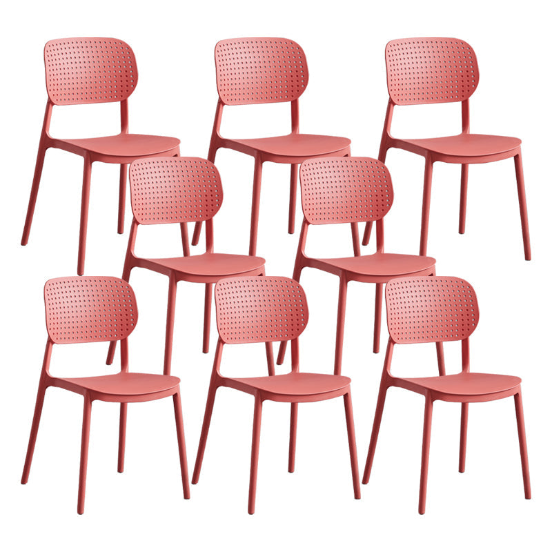Scandinavian Conference Room Stacking Side Chair Matte Finish Plastic Dining Chair Watermelon Red 8 Piece Set Clearhalo 'Dining Chairs' 'Dining Tables & Seating' 'dining_chair' 'furn' 'furn_dining_chair' 'Furniture' 'Kitchen & Dining Furniture' 5246935