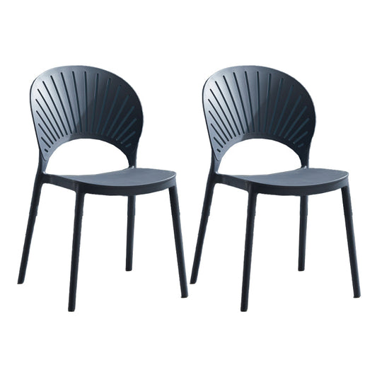Scandinavian Home Open Side Chair Plastic Stackable Dining Chair Gray Blue 2 Piece Set