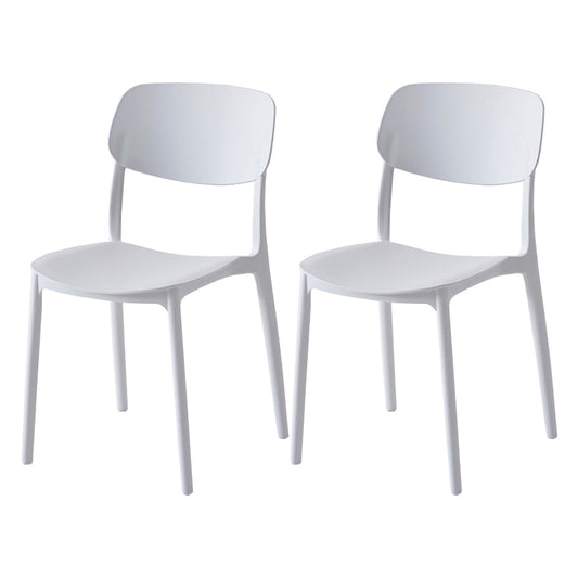 Scandinavian Matte Finish Plastic Side Chair Stackable Milk Tea Shop Dining Chair White 2 Piece Set