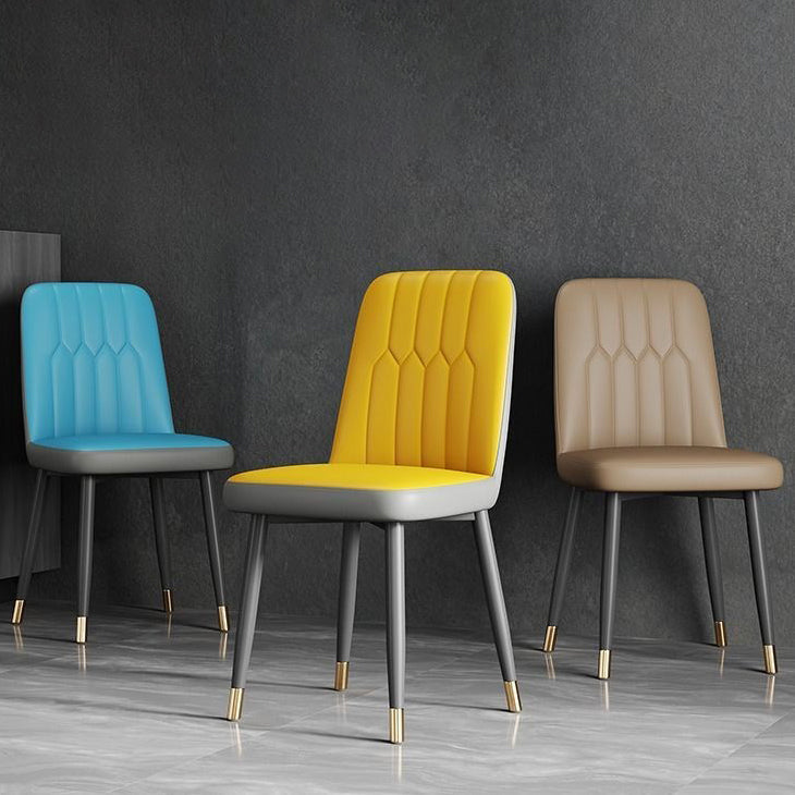 Sedia laterale in pelle moderna per finitura opaca sedia da pranzo solida