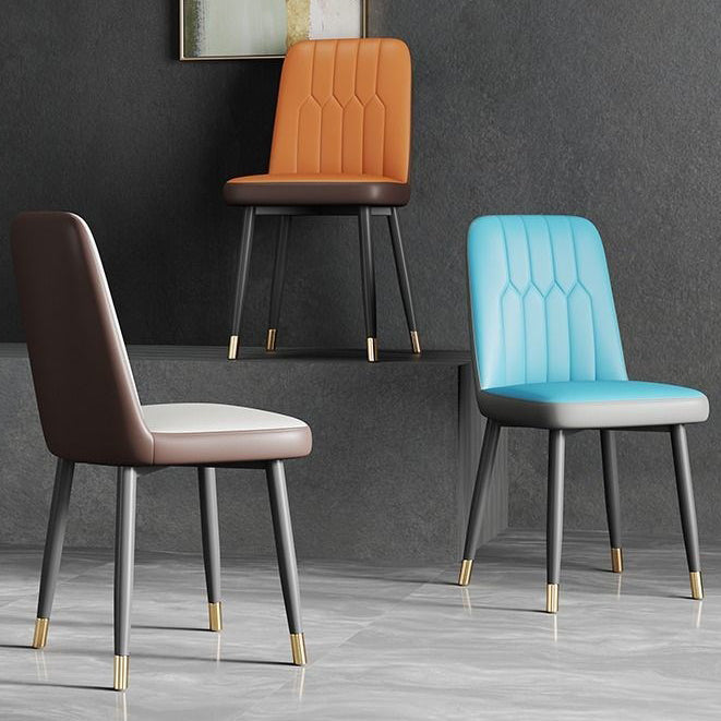 Sedia laterale in pelle moderna per finitura opaca sedia da pranzo solida