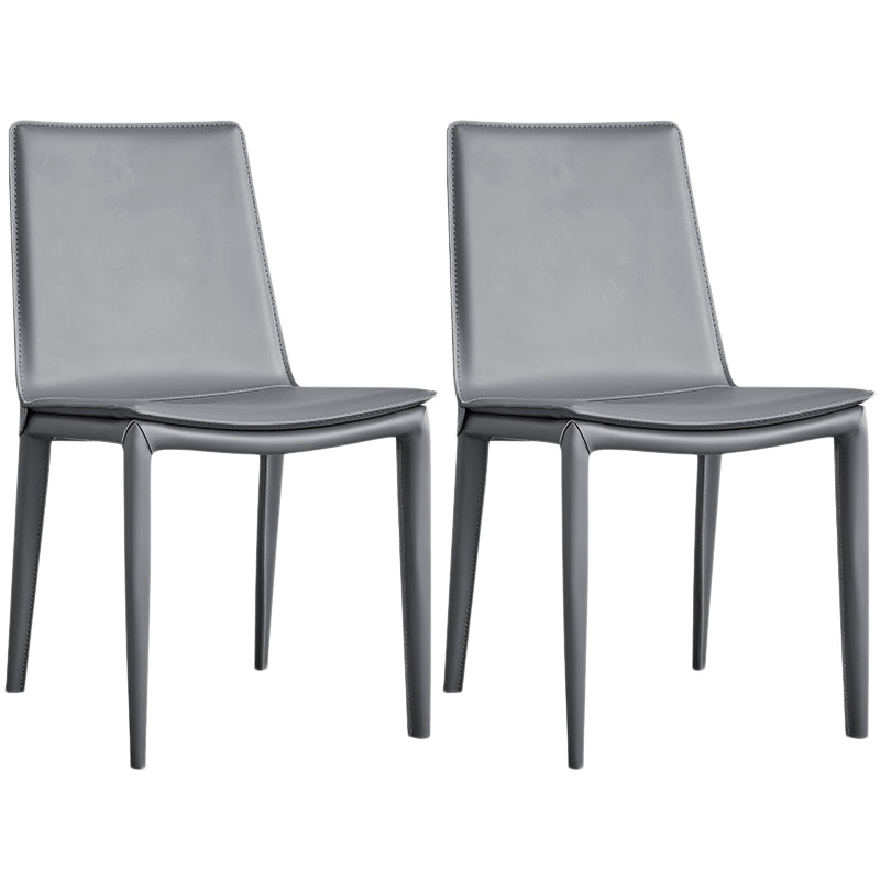 Designer Style Matte Finish Leather Side Chair Solid Back Home Dining Chair Grey 2 Piece Set Clearhalo 'Dining Chairs' 'Dining Tables & Seating' 'dining_chair' 'furn' 'furn_dining_chair' 'Furniture' 'Kitchen & Dining Furniture' 5247376