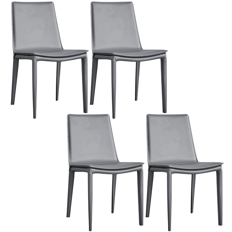 Designer Style Matte Finish Leather Side Chair Solid Back Home Dining Chair Grey 4 Piece Set Clearhalo 'Dining Chairs' 'Dining Tables & Seating' 'dining_chair' 'furn' 'furn_dining_chair' 'Furniture' 'Kitchen & Dining Furniture' 5247378