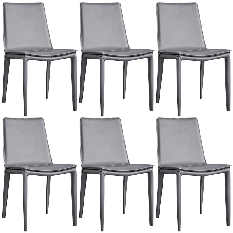 Designer Style Matte Finish Leather Side Chair Solid Back Home Dining Chair Grey 6 Piece Set Clearhalo 'Dining Chairs' 'Dining Tables & Seating' 'dining_chair' 'furn' 'furn_dining_chair' 'Furniture' 'Kitchen & Dining Furniture' 5247379