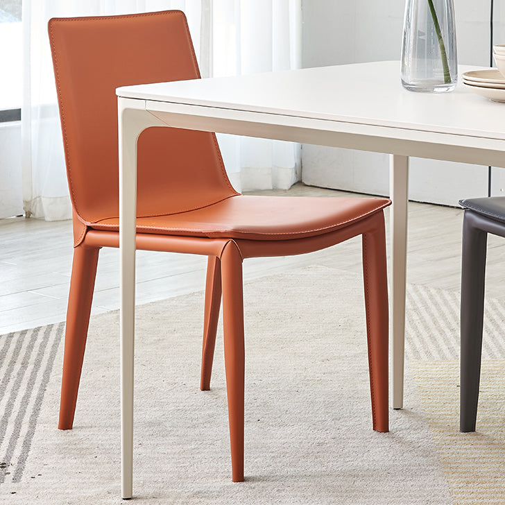 Designer Style Matte Finish Leather Side Chair Solid Back Home Dining Chair Clearhalo 'Dining Chairs' 'Dining Tables & Seating' 'dining_chair' 'furn' 'furn_dining_chair' 'Furniture' 'Kitchen & Dining Furniture' 5247380