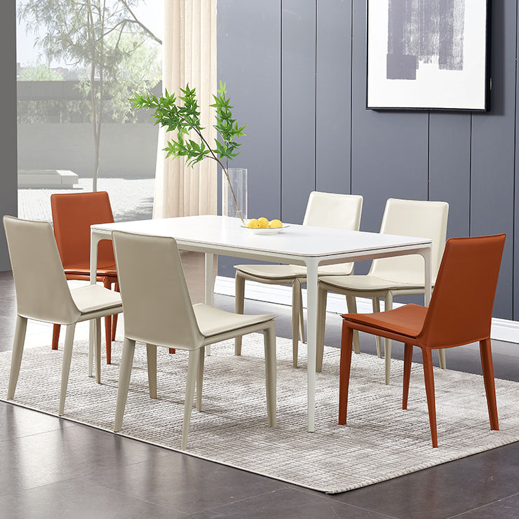 Designer Style Matte Finish Leather Side Chair Solid Back Home Dining Chair Clearhalo 'Dining Chairs' 'Dining Tables & Seating' 'dining_chair' 'furn' 'furn_dining_chair' 'Furniture' 'Kitchen & Dining Furniture' 5247381